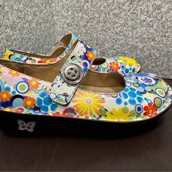 Alegria Colorful Floral Maryjane Leather Shoes size 35 US 5/5.5 - Picture 2 of 4